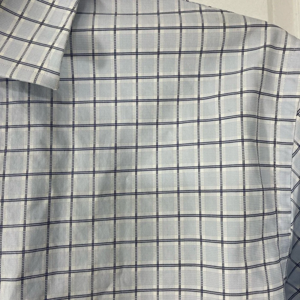 Banana Republic Men's Light Blue Plaid Shirt Size 16-16.5 L CB-